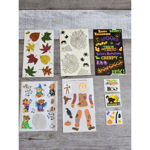 Scrapbook Stickers Halloween Scarecrow Cat Bears Leaves LOT Grossman's #48